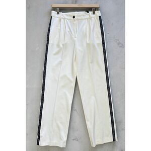 Marcell von Berlin Off White Virgin Wool Pleated Tuxedo Trousers Womens Size 4